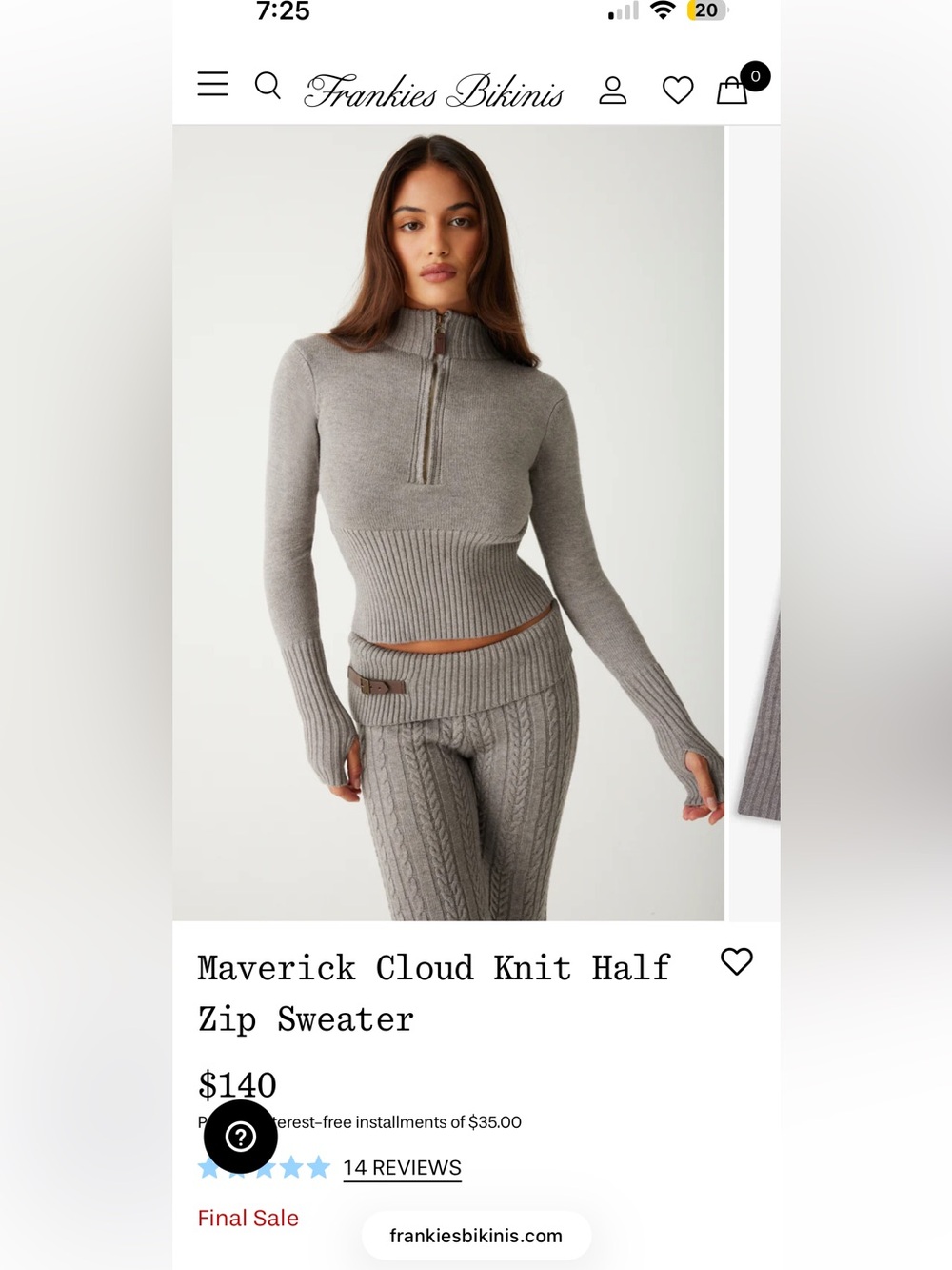 Frankie’s Bikinis Maverick Cloud Knit Half-Zip Sweater